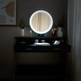 thumbnail image 4 of FCH LED Three-Color Touch Round Mirror 2 Drawers With Shelf Frame With Steel Frame Dressing Table Black, 4 of 16