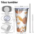 thumbnail image 4 of 16oz Tumblers Fall Pumpkins Leaves Pattern Stainless Steel Vacuum Insulated Double Wall Travel Tumbler Cups Mug with Lid and Straw,Cleaning Brush for Coffee,Tea, 4 of 4