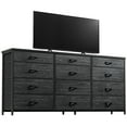 thumbnail image 3 of 55" Long Dresser for Bedroom with 9 Big Drawers & 3 Small Drawers TV Stand for 60 inch TV Entertainment Center, Black, 3 of 10