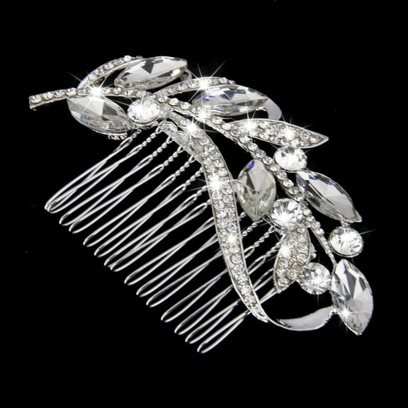 NIAIZEK Elegant Bridal Hair Comb with Crystal Rhinestone Alloy Floral Design