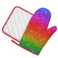 thumbnail image 2 of Kll Rainbow Glitter Oven Gloves And Pot Holders Grill Gloves - Oven Gloves And Pot Holders, Non-Slip Cooking Gloves With Recycled Pads, 2 of 9