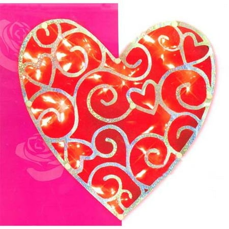12&quot; Lighted Valentine's Day Shimmering Heart Window Silhouette