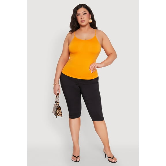 Womens Plus Size Seamless Metallic Chain Strap Cami