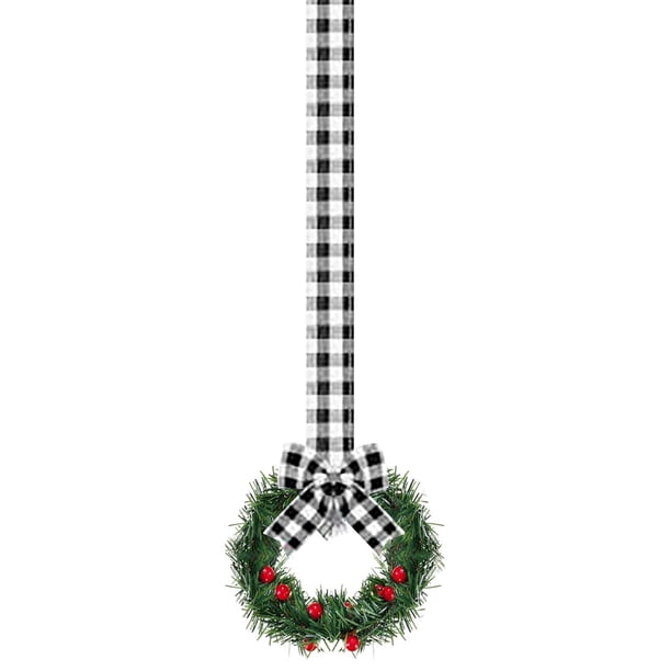 6pc Christmas Cabinet Wreath Ribbon 3.94 Inch Mini C Window Christmas Wreath With Berry Bow