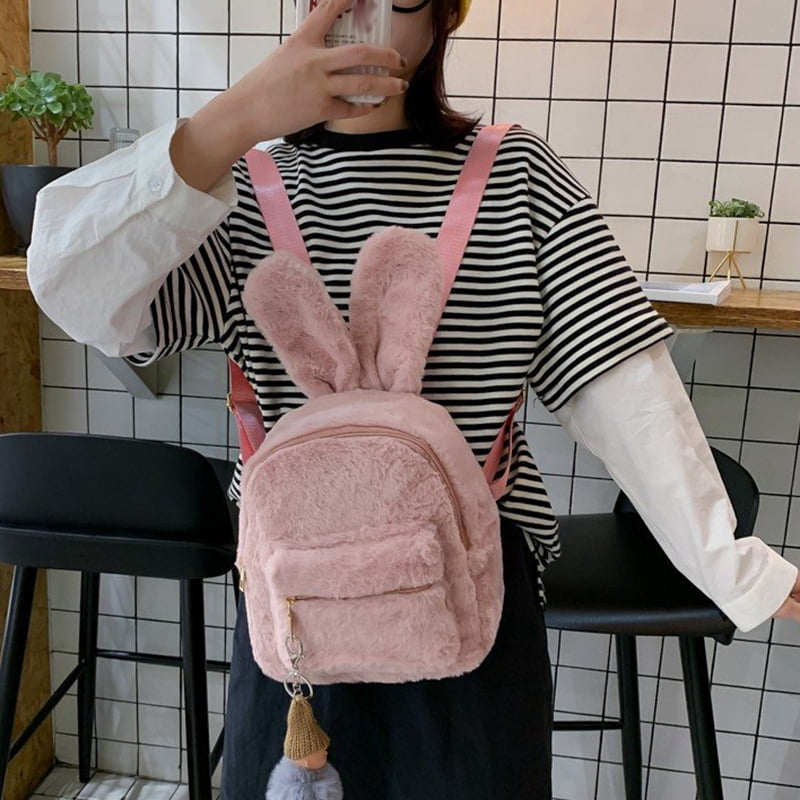 Girls Plush Backpack Mini Rabbit Ear 