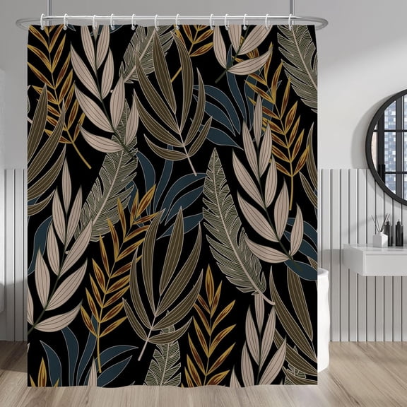 Boho Leaves Shower Curtain for Bathroom Decor Bohemian Style Leaf Shower Curtain Set Abstract Plants Modern Bathroom Shower Curtains with Hooks 72x84 Inches for Bath Bathroom Decor Waterproof