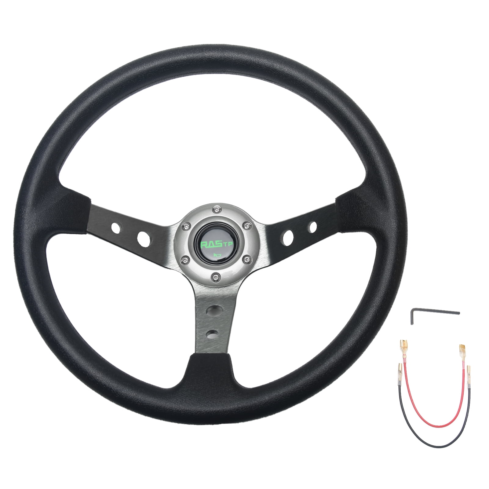 13" Universal PU Leather Stitching Sport Auto Car Racing Steering Wheel Blue