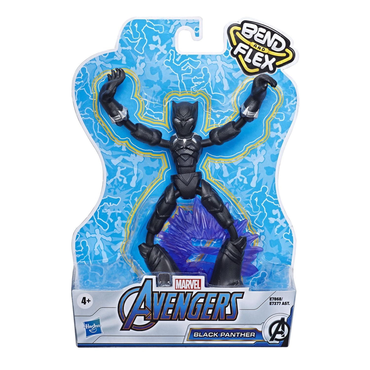 Marvel Avengers Bend And Flex Action Figure Toy, 6-Inch Flexible Black Panther Figure, Includes Blast Accessory