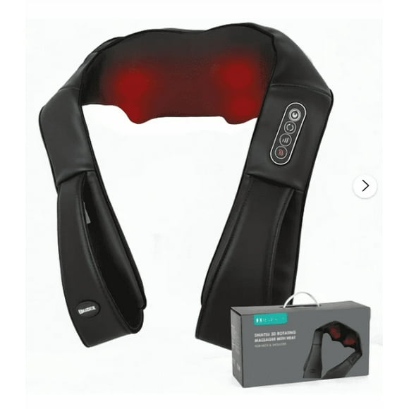 Neck and Shoulder Massager, 3D Deep Tissue Kneading Shiatsu Massager with Heat, Black