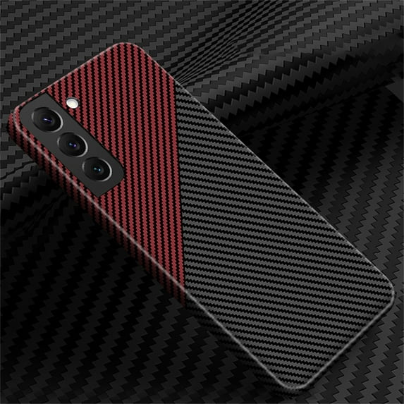 ELEHOLD Carbon Fiber Pattern Case for Samsung Galaxy S23 6.1", Slim Thin Support Wireless Charging Shockproof Anti-Scratches Protetive Case,Blackred