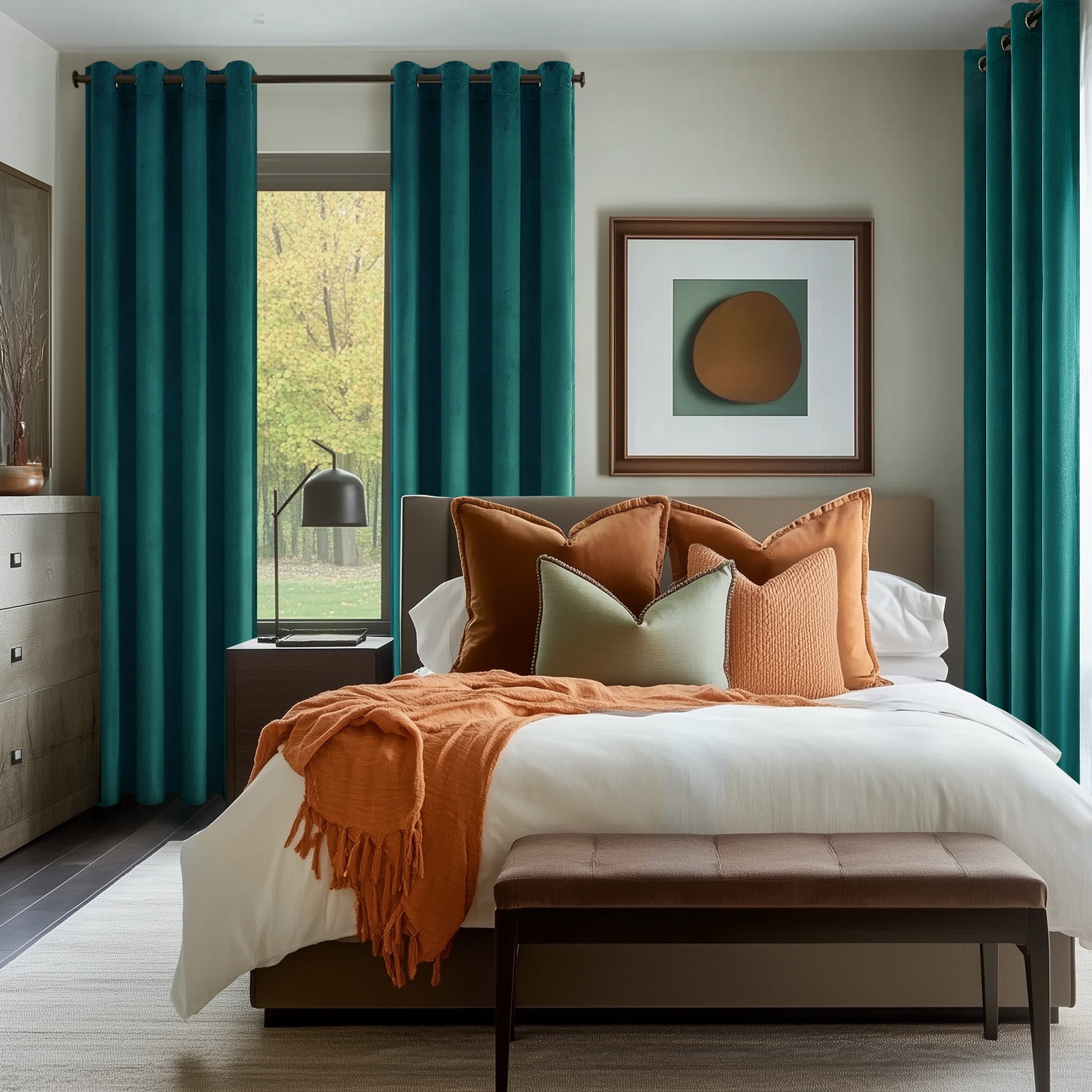 Top Finel 100% Blackout Luxury Velvet Curtains, 52 x 96 Inch, Teal Green, 2 Panels