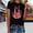 Black, variant on Graphic Tees for Women Carnival Striped Casual Top for Festive Wear with Crew Neck and Short Sleeves Daily and Party Friendly Women’s T Shirt Red S