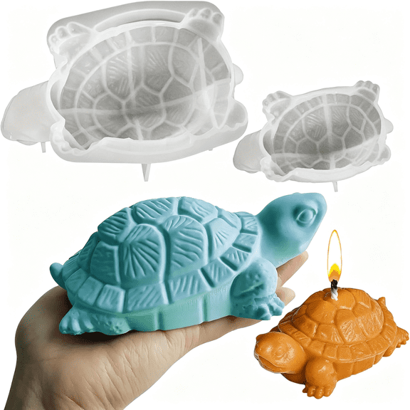 ACDANC Turtle Silicone Molds,2 Size Turtle Molds for Resin Candle Concrete,3D Cute Animal Epoxy Resin Casting Polymer Clay Molds,Unique Wall Hanging Keychain Pendant Mold Soap Wax Art Craft Diy