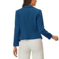 thumbnail image 3 of BLAZER CHIC para Mujeres, Abierto al Frente, Traje Corto para el Trabajo, Verano, Color Azul Lago, Talla L, 3 of 6
