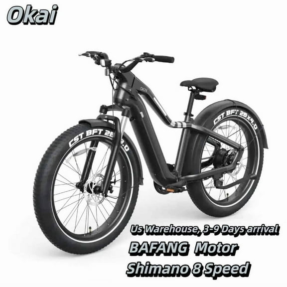 OKAI Ranger EB50 750W Bafang Motor Electric Bike,28 mph 48V Susamg Battary 45 Miles Max Range e bicycles for adult ,26x4.0 all terrain off road bicycles