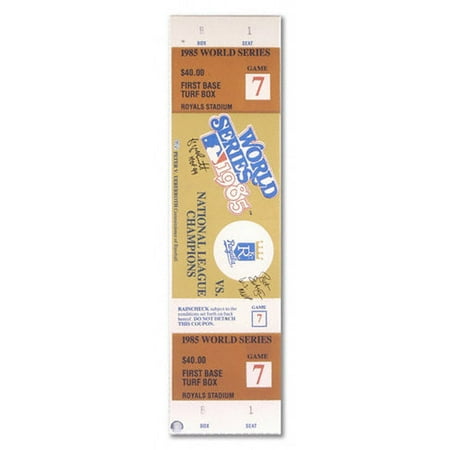 MLB - George Brett and Bret Saberhagen Dual Autographed 1985 World Series Mega Ticket with Hall of Fame 1999 and World Series MVP Inscription