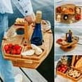 thumbnail image 3 of Portable Wine Table, Compact Foldable Design for Outdoor Picnics, Elegant and Stylish Golden Acacia Wood Cheese Board with Wine Holder, Lightweight and Portable, Sturdy, 3 of 6