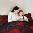 thumbnail image 5 of Feelyou Rose Floral Full Size Comforter Sets, Damask Bow Black Red Bedding Sets, 3pcs, 5 of 8