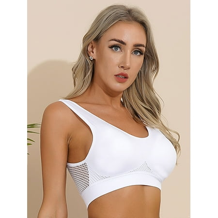vastwit Women s Sports Bras Workout Tank Tops with Built-in Bra High Impact Seamless Wireless Gym White XXL
