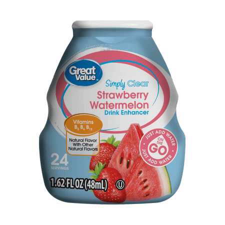 (10 Pack) Great Value Simply Clear Drink Enhancer, Strawberry Watermelon, 1.62 fl (Best Water To Drink Brand)