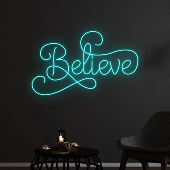 Handmadetneonsign Custom Believe Neon Sign, Personalized Quote LED Light, Name Neon Light, Custom Text