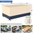 thumbnail image 2 of Firstness Patio Furniture Covers Waterproof,420D Oxford Fabric Outdoor Rectangular Furniture Set Table Covers,70" x 43" x 29"(Beige & Navy), 2 of 6