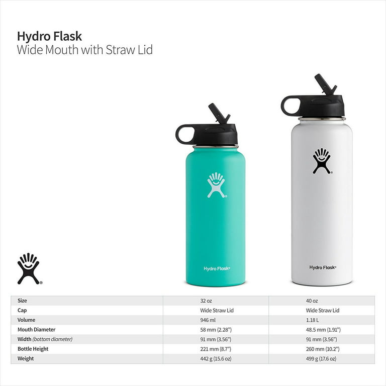 Hydro Flask 32 oz Double Wall Vacuum Insulated Stainless Steel Sports Water  Bottle, Wide Mouth with BPA Free Straw Lid, Raspberry 
