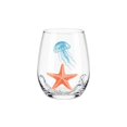thumbnail image 2 of Artisanal Marine Animal Stemless Wine Glass, 2D Ocean Fantasy Embossed Glassware, Handcrafted Coastal Bar Tumbler, Decorative Home Gift For Ocean Lovers, 2 of 9