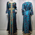 thumbnail image 6 of Women Ramadan Arab Dubai Ethnic Maxi Dress Embroidery Lace Long Sleeve Muslim Kaftan Floral Print Mesh Belted Eid Mubarak Turkish Robe Gown, 6 of 19