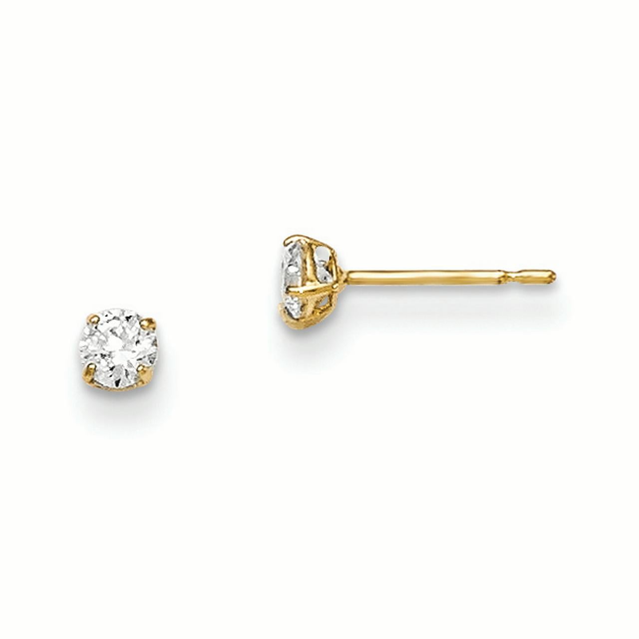 14kt Yellow Gold Madi K 2mm Round CZ Basket Set Stud Earrings 14kt Yellow Gold Madi K 2mm Round CZ Basket Set Stud Earrings