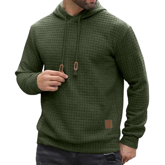 Wutalume Men's Leisure Versatile Hooded Hoodie, Casual Long Sleeve Pullover with Modern Design, Lightweight and Comfortable for Everyday Outdoor Activities,Army Green L