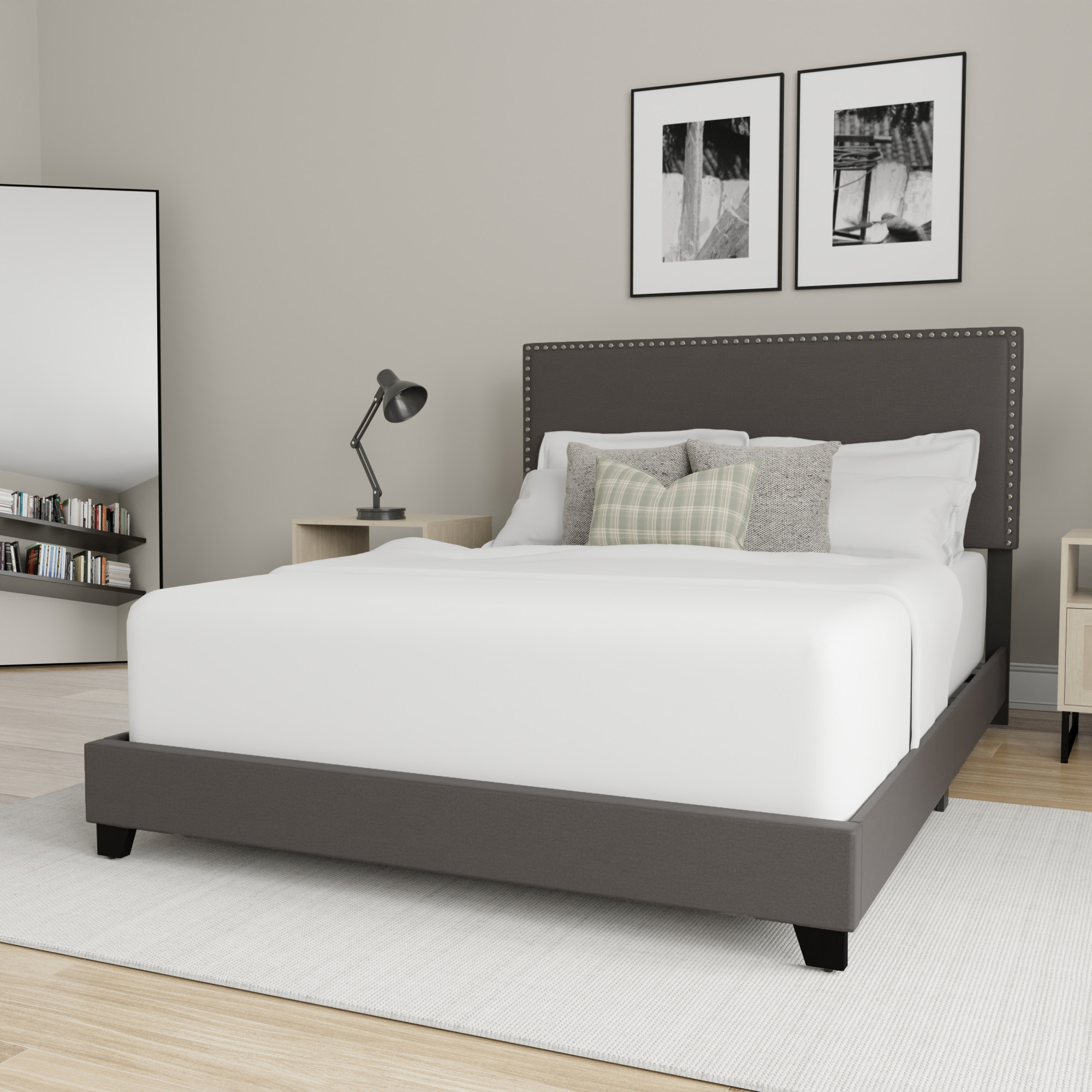 Hillsdale Willow Nailhead Full Bed, Charcoal photo 5