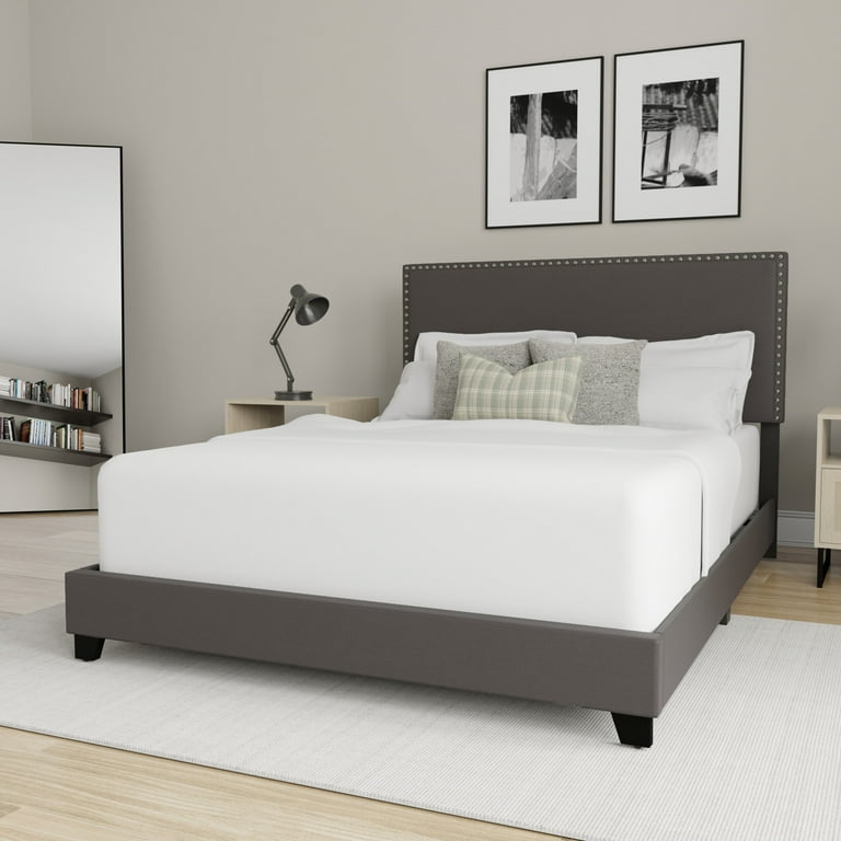 Willow nailhead trim upholstered queen bed deals