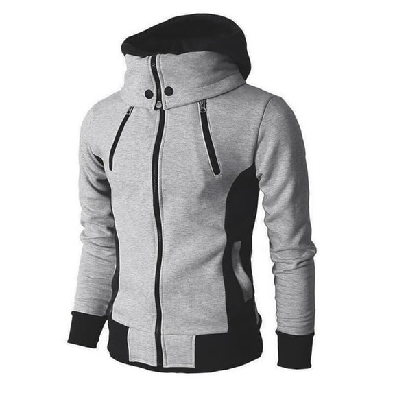 Fesfesfes Mens Warm Jacket Hooded Thickened Sweater Casual Fall And Winter Jacket Sports Outdoor Mens Fleece Jacket Fake Two-piece Jacket Clearance