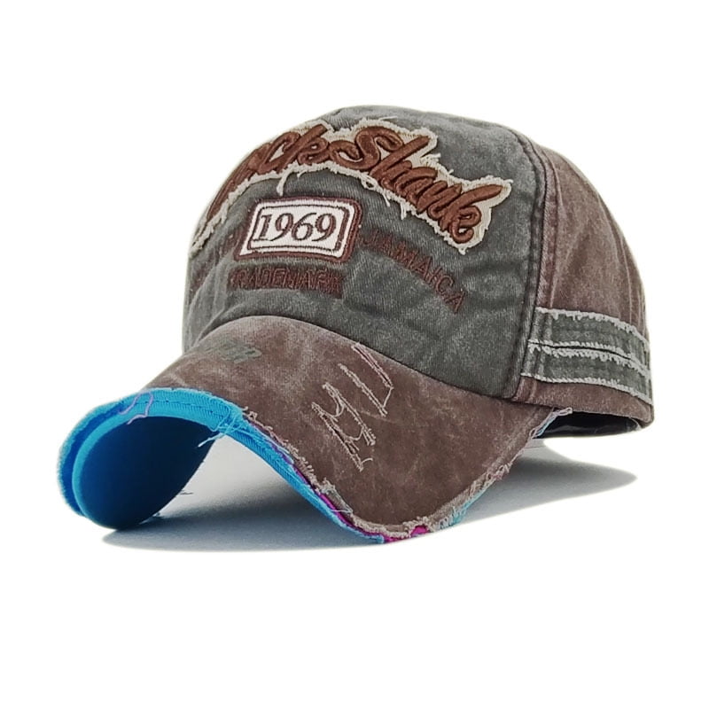 Casquette Baseball Vintage YULOONG - Denim Lavé, Bord Effiloché, Taille Réglable - Unisexe Pour Hommes Et Femmes