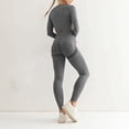 thumbnail image 4 of Gibobby Trajes de entrenamiento Conjunto de traje de Yoga para mujer, Top deportivo de manga larga sin costuras, cintura alta y levantamiento de cadera, pantalones ajustados d(Gris, S), 4 of 5