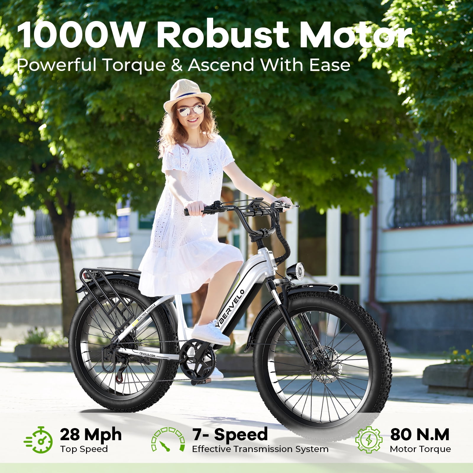 Aoango 1000 Peak Electric Bike for Adults,up 80 Miles Removable Battery Ebike, 26" Electric E Bike with 7-Speed,Adult Electric Bicycles for Commute Beach Snow Womens/Man All Terrain