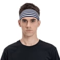thumbnail image 2 of Daiia Navy Blue And White Stripes printed Men's Performance Headband,Sports Headbands,Moisture Wicking Workout Headband, 2 of 9