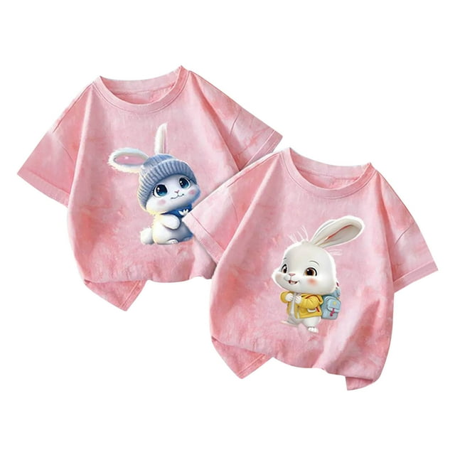 Jamicy Chemises de Bain pour Filles Cadeau pour Enfants Hauts Mignons pour Filles 2 Pcs Manches Courtes T-Shirts d'Été Mode T-Shirts Graphiques Col Rond Pull Tee