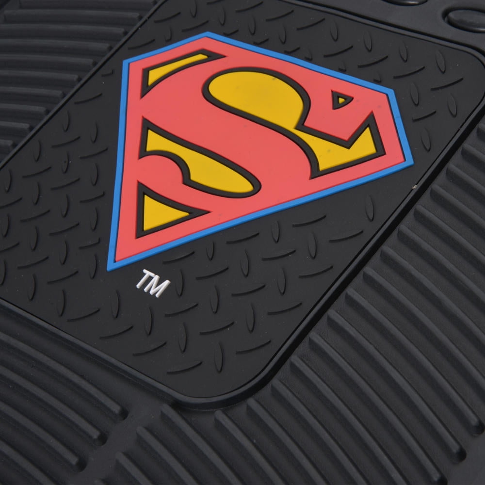 BDK Superman Superhero Car Floor Mats, Officailly Licensed Warner Bros DC Comics, All Weather Interior Auto Protection, Heavy Duty Rubber Liners for Car Truck Van SUV