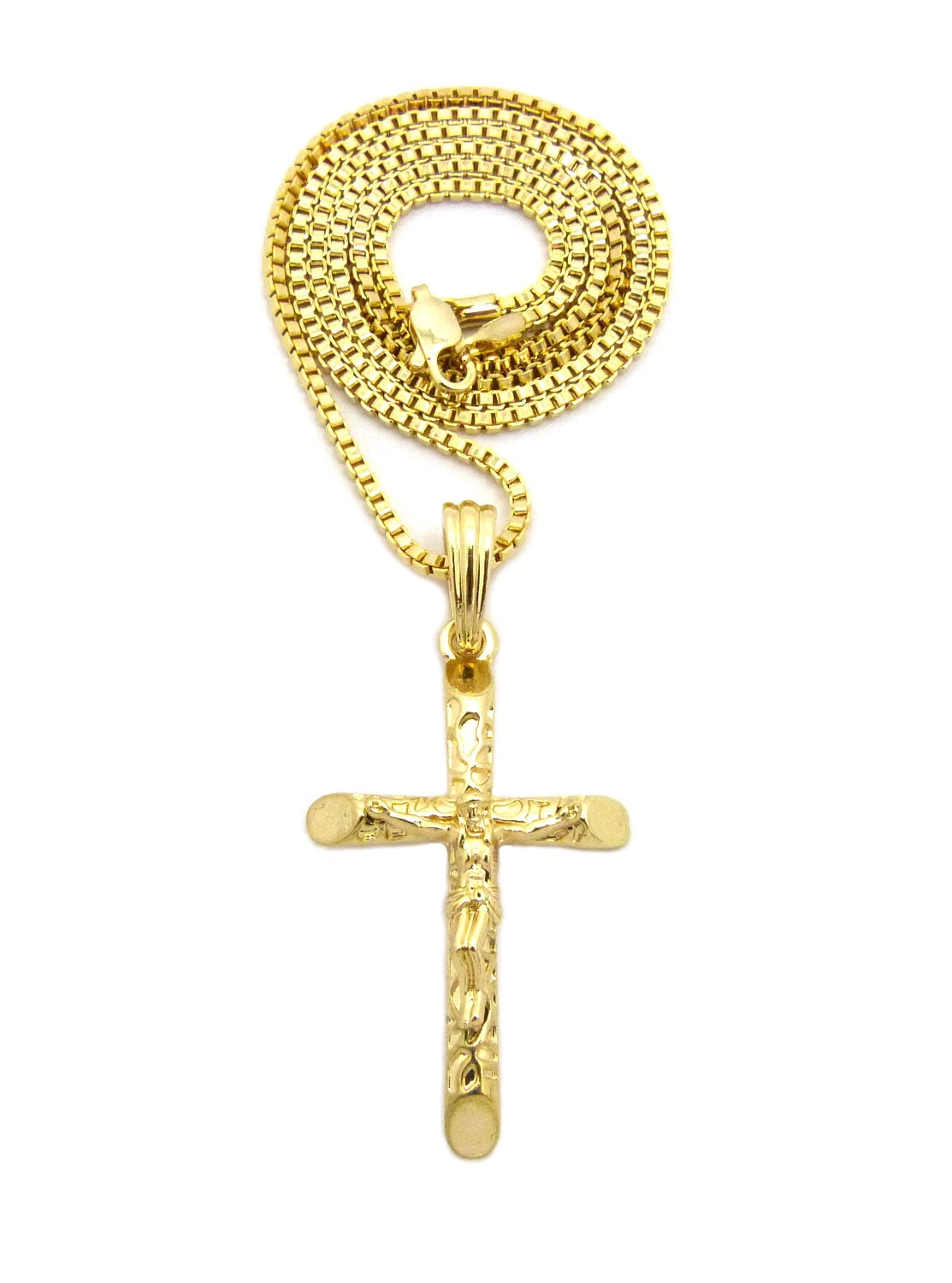 Unisex Gold Filled Jesus Cross Pendants Necklace Chain Jewellery 24" 