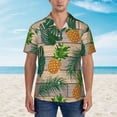 thumbnail image 2 of Balery Pineapples Palm Leaves Camisas hawaianas de manga corta para hombre, camisas playeras de corte holgado, camisas de vacaciones con botones,Large, 2 of 7