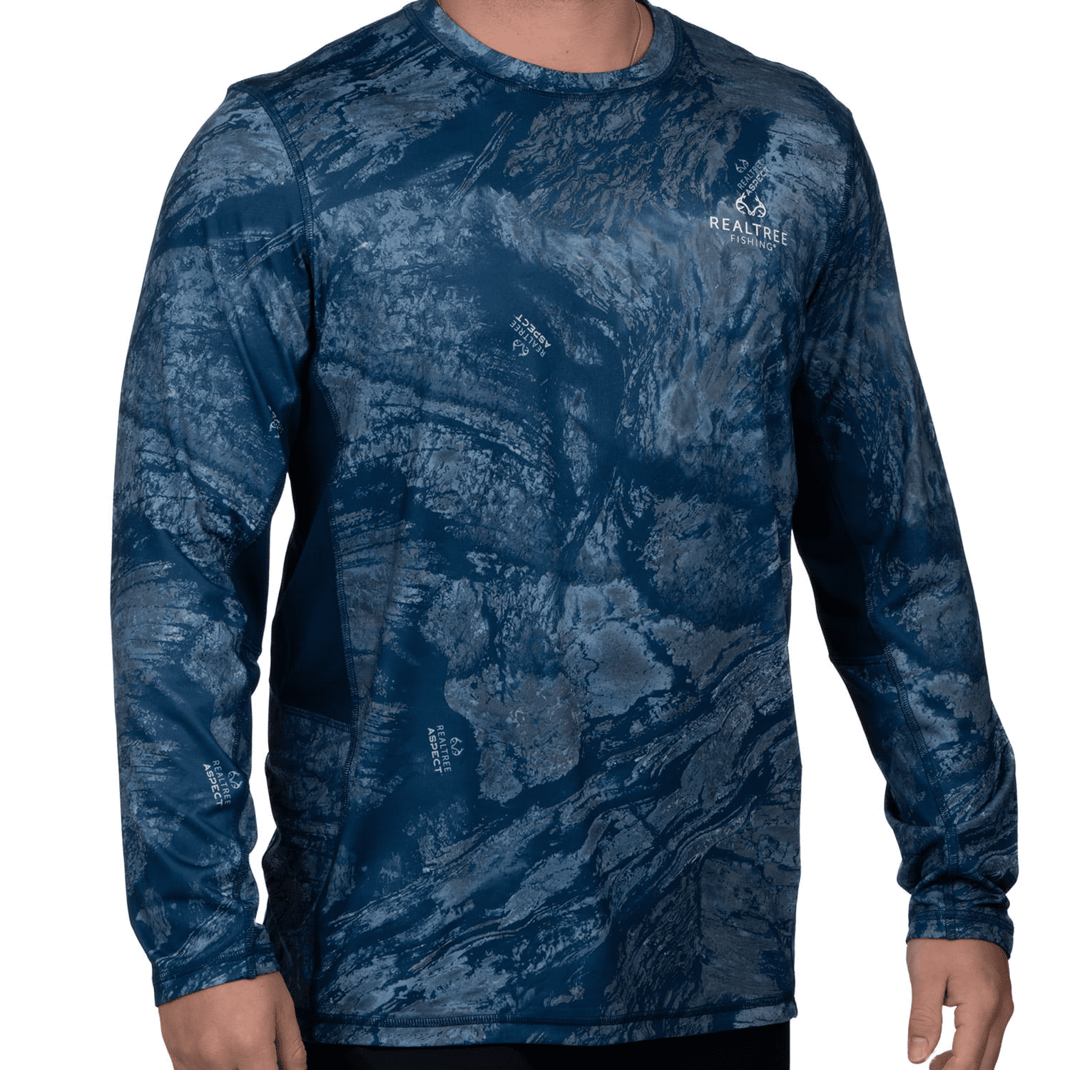Realtree Mens' Long Sleeve Jersey Recycled Polyester Reversible UPF Scent Control Maverick Denim Performance Tee - M Each
