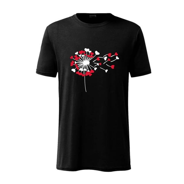 DPTALR Men Short Sleeve Casual Floating Love Printing Round Neck Pullover T Shirt Blouse