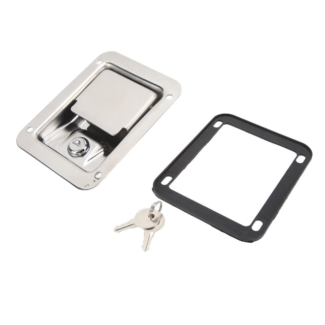 Cerradura de puerta de caja de herramientas resistente con llave y manija de paleta de acero inoxidable para remolques, vehículos recreativos y camiones