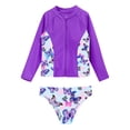 thumbnail image 5 of Doomiva Kids Girls 3 Pcs Rash Guard Swimsuits Upf 50+ Swim Coat Bikini Brief with Leggings Sporty Bathing Suits Purple 14, 5 of 7