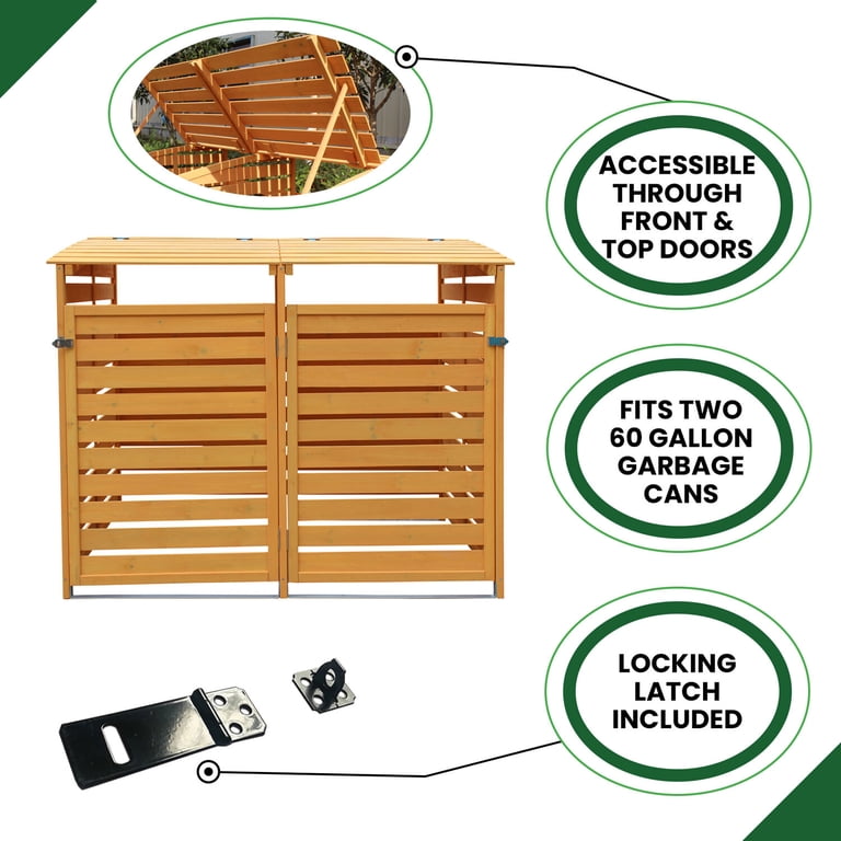 Hanover Outdoor 4.9 ft. x 4 ft. Wooden Trash Bin and Recyclables