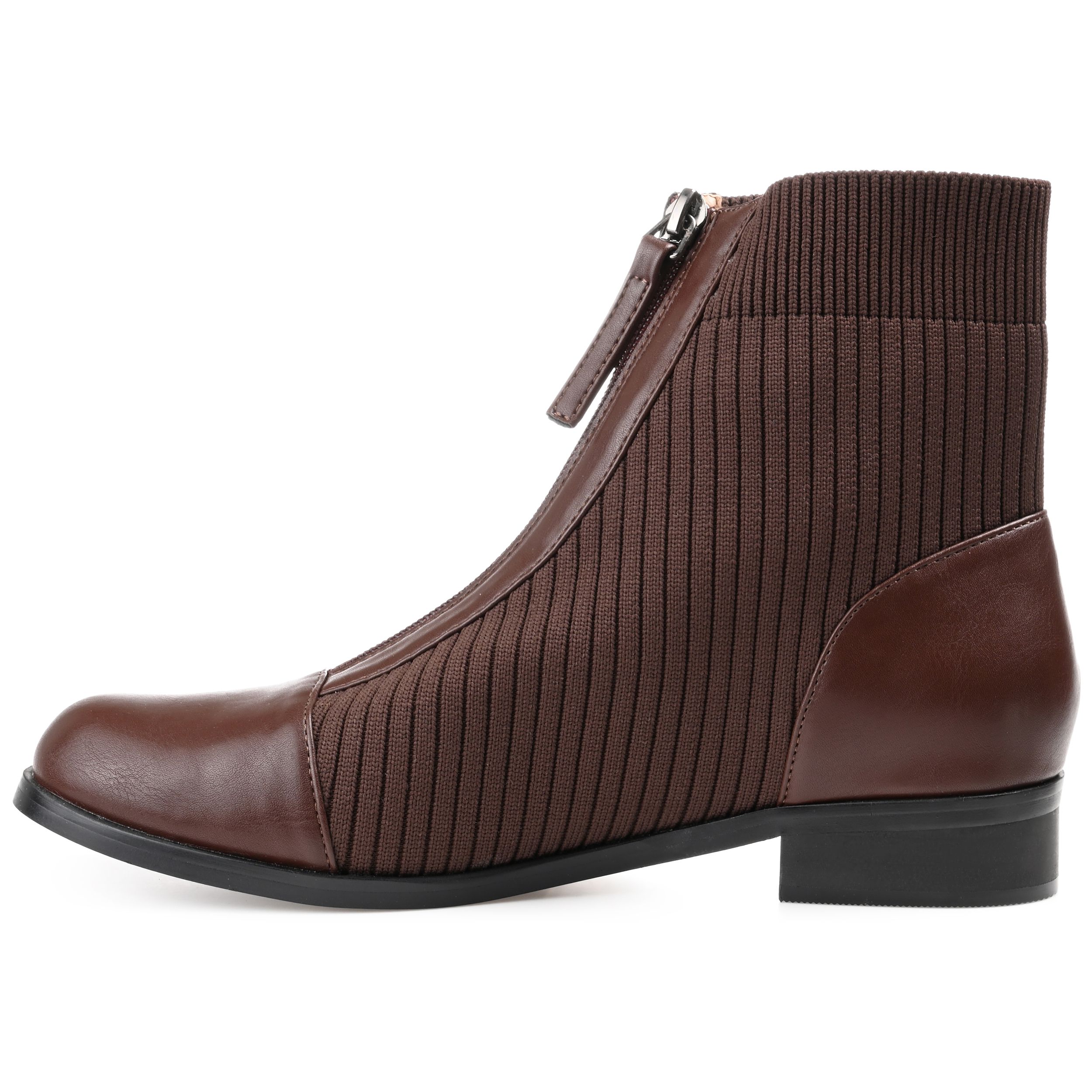 Journee Womens Bexlie Front Zip Stacked Heel Booties