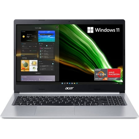 acer Aspire 5 A515 Laptop, 2022, 15.6" 1920 x 1080, AMD Ryzen 5 5500U 6-Core, 8GB DDR4, 512GB SSD, Windows 10 Home, Backlit Keyboard, Wi-Fi 6, Bluetooth 5, 720p HD Camera, Pure Silver