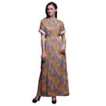 thumbnail image 1 of Bimba Robe d'Été Longue Maxi en Rayonne à Plumes Colorées pour Femmes Imprimée avec Fente Latérale - Xxx-Grand, 1 of 6